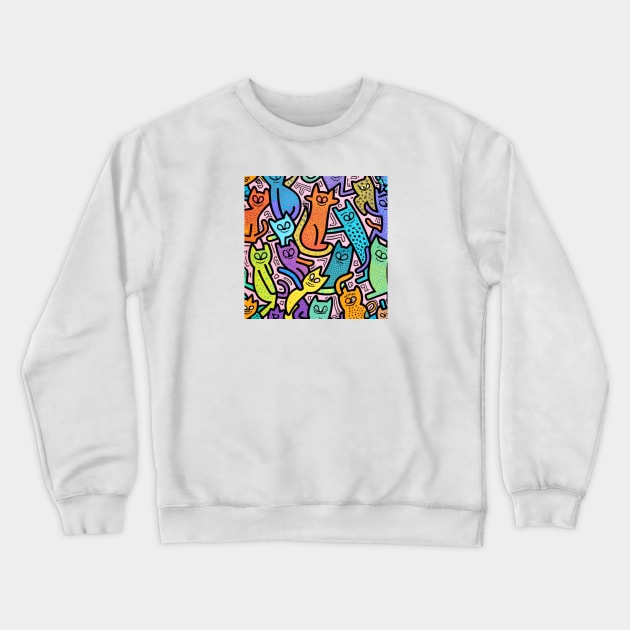 Retro Cat Graffiti Art Crewneck Sweatshirt by Afternoon Leisure